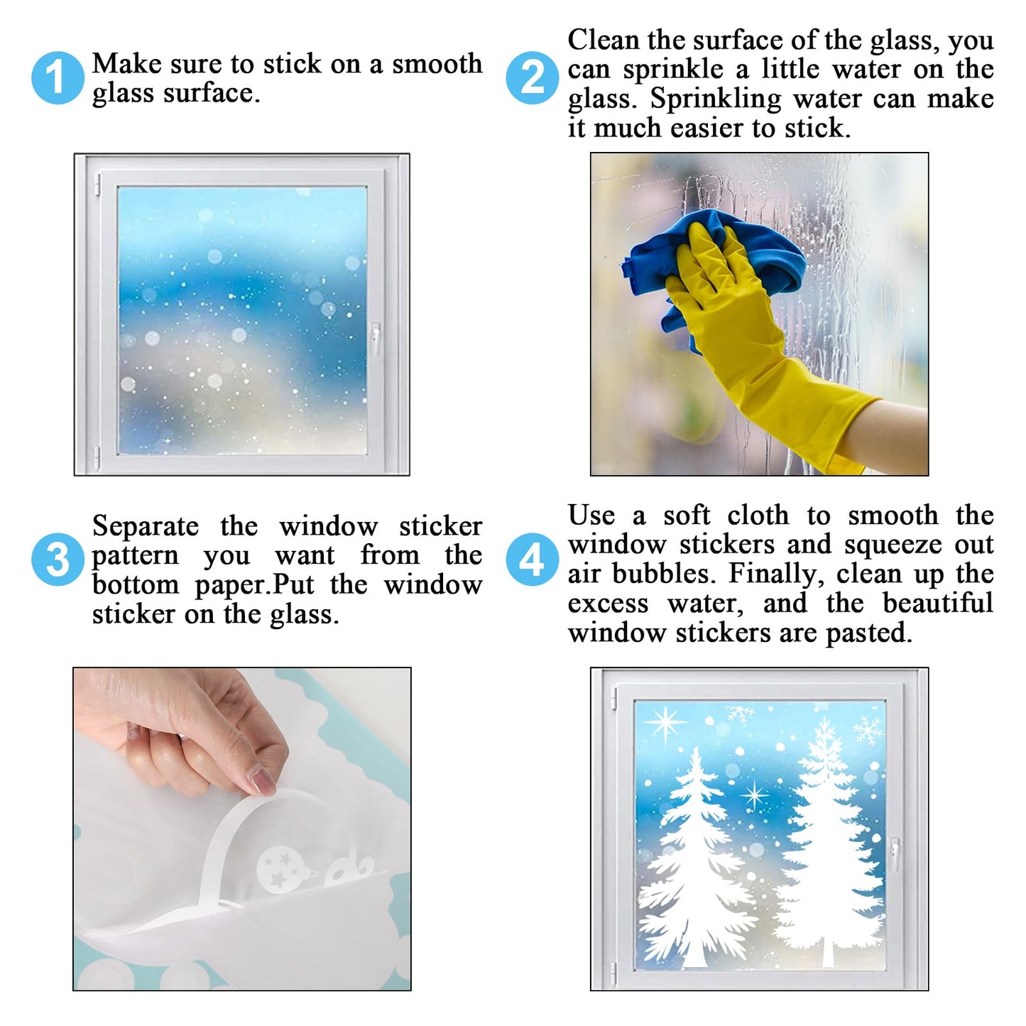 JarThenaAMCS 13.8 * 35.4'' Extra Large Winter Christmas Window Clings 4 Sheets White Xmas Tree Ball Window Stickers Double-Sided Glass Decals for Home Classroom Office Party Decoration