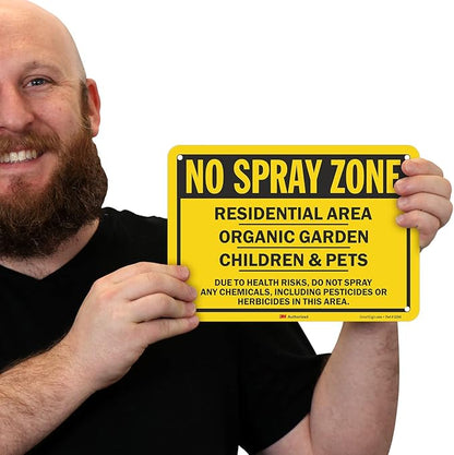 SmartSign (Pack of 2) 7 x 10 inch “No Spray Zone - Residential Area, Children & Pets, Organic Garden” Sign, 55 mil HDPE Plastic, Black and Yellow, Made in USA