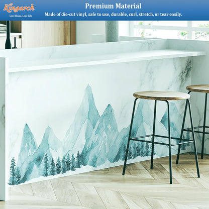 Large Mountain Wall Decals, Spa Green Pine Tree Peel and Stick Vinyl Wall Stickers & Murals, Removable Home Room Wall Decor for Bedroom Living Room Bedroom Classroom Office Nursery