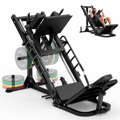 Leg Press Hack Squat Machine Combo, 45° Leg Exercise Machine ,Lower Body Special with Weight Storage for Quads, Hamstring, Glutes, Calves, Compact Home Gym Leg Day Equipment