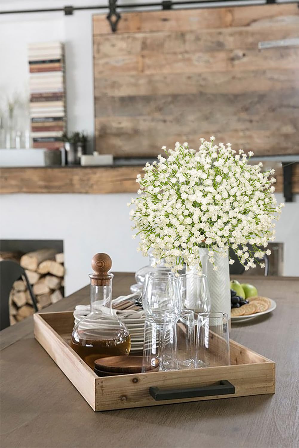 Baby's Breath Artificial Flowers Bulk 10 Pack (30pcs) Faux Baby Breath Plastic Flower Fake Gypsophila Flower Arrangement for Crafts Fake Flowers Bouquet for Wedding Centerpieces Cream Baby Breath