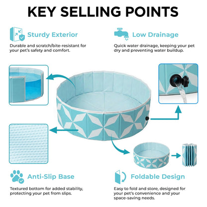 furrybaby Dog Pool for Large Dogs, Foldable Hard Plastic Pet Swimming Pool, Heavy Duty 0.5mm PVC with Non-Slip Bottom, Portable Kiddie Pool for Dogs, Pet Bath Tub for Backyard Summer, BL 63“