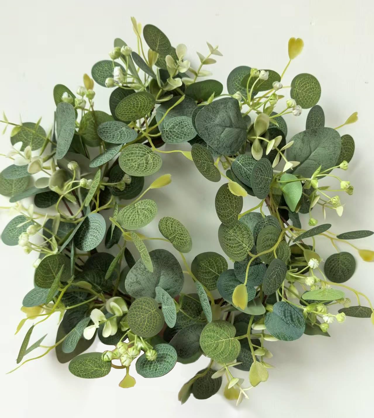 LSKYTOP Green Eucalyptus Wreaths 12'' Artificial Spring Summer Eucalyptus Leaf Wreaths with Berries for Home Farmhouse Front Door Decor