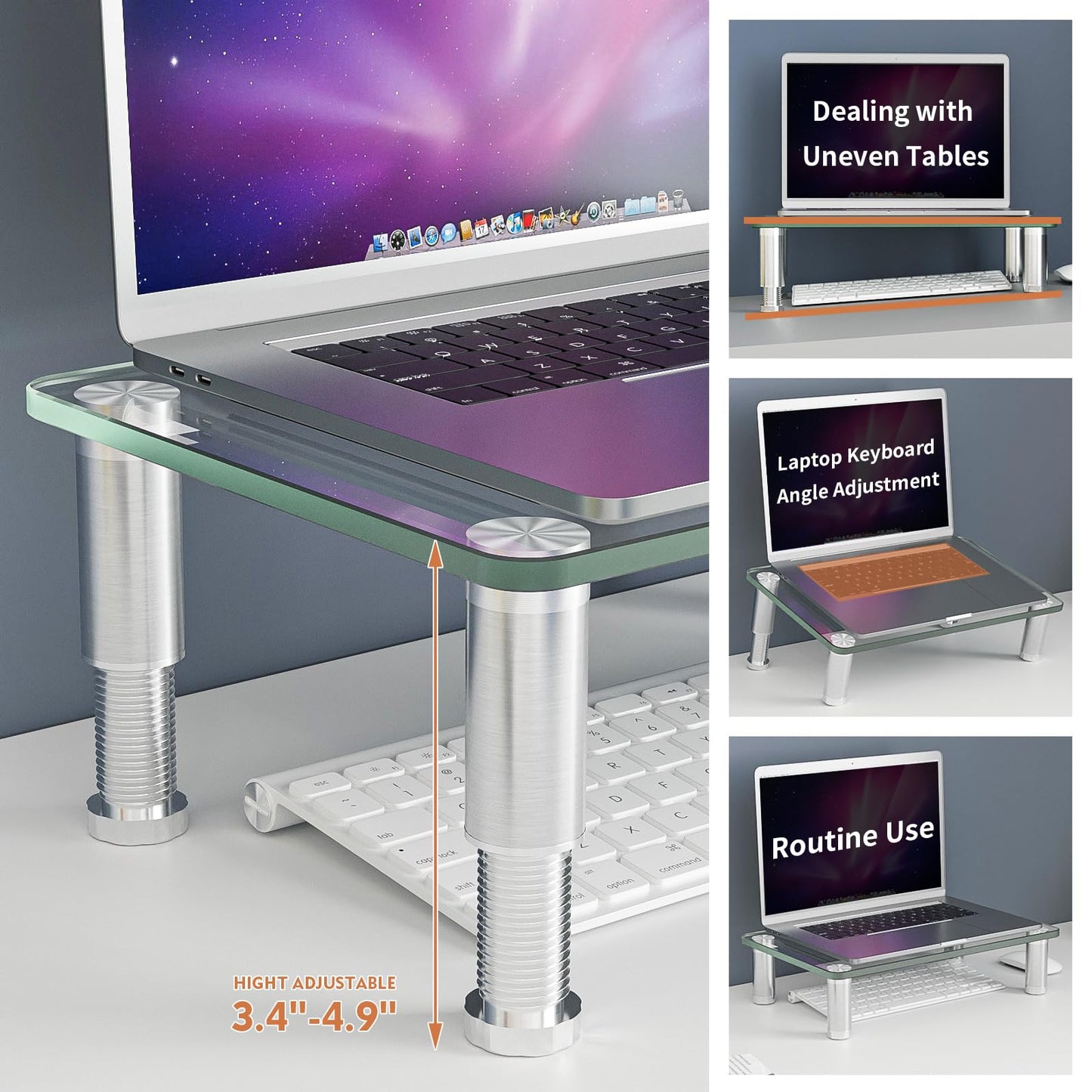 Hemudu 2 Pack Computer Monitor Riser with Height Adjustable Multi Media Desktop Stand for Flat Screen LCD LED TV, Laptop/Notebook/Xbox One