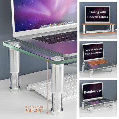 Hemudu 2 Pack Computer Monitor Riser with Height Adjustable Multi Media Desktop Stand for Flat Screen LCD LED TV, Laptop/Notebook/Xbox One