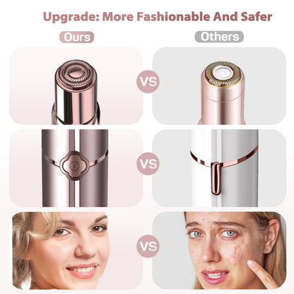 Facial Hair Removal for Women, Electric Painless Rechargeable Facial Hair Remover for Face, Lip, Chin with 2 x Replacement Heads