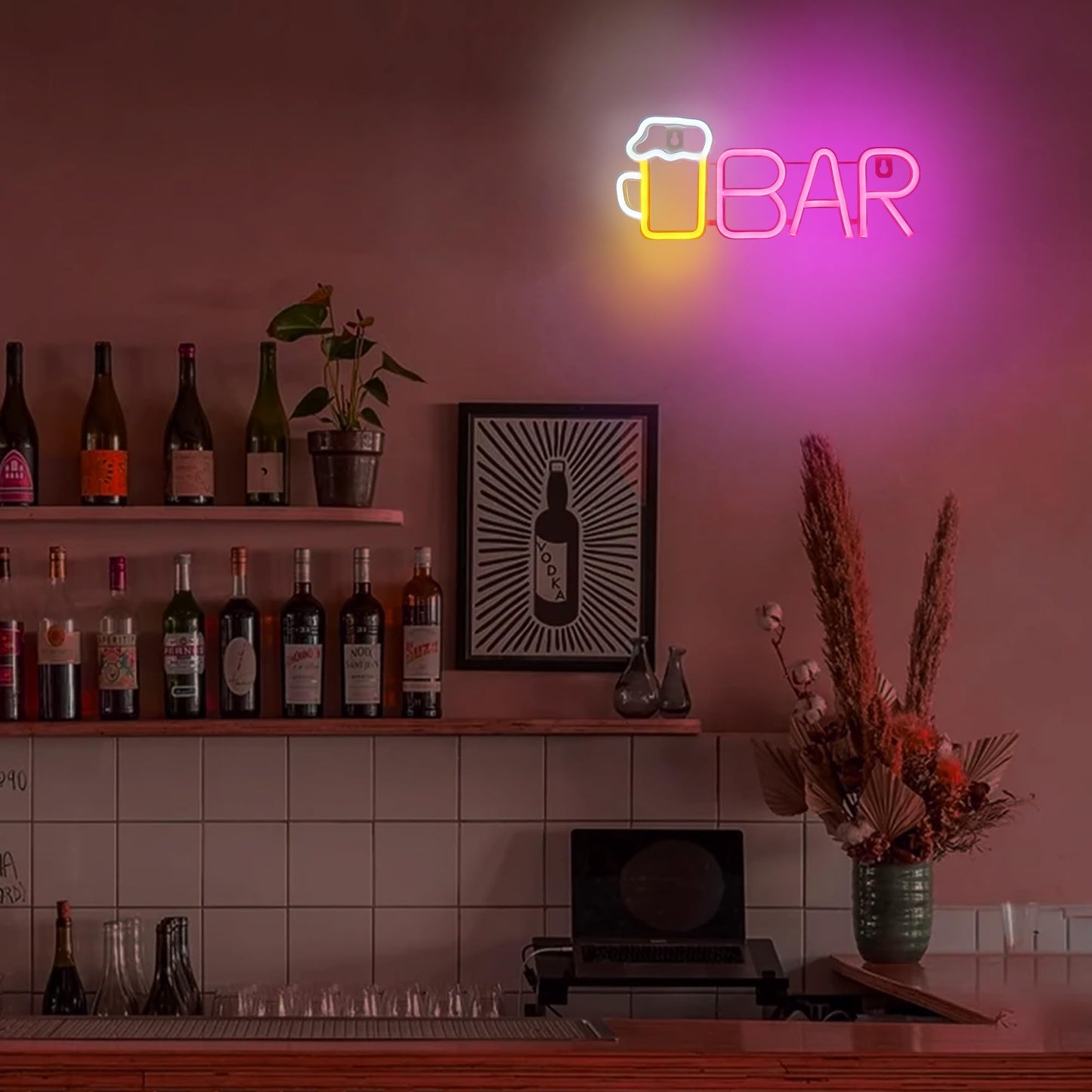 Attivolife Bar Neon Sign, Bright LED Lights with USB Powered, Light up Wall Decor for Bedroom, Man Cave, Unique Business Lamp for Club, Store, Party, Bistro, Birthday Christmas Gifts (13.97 * 5.62in)