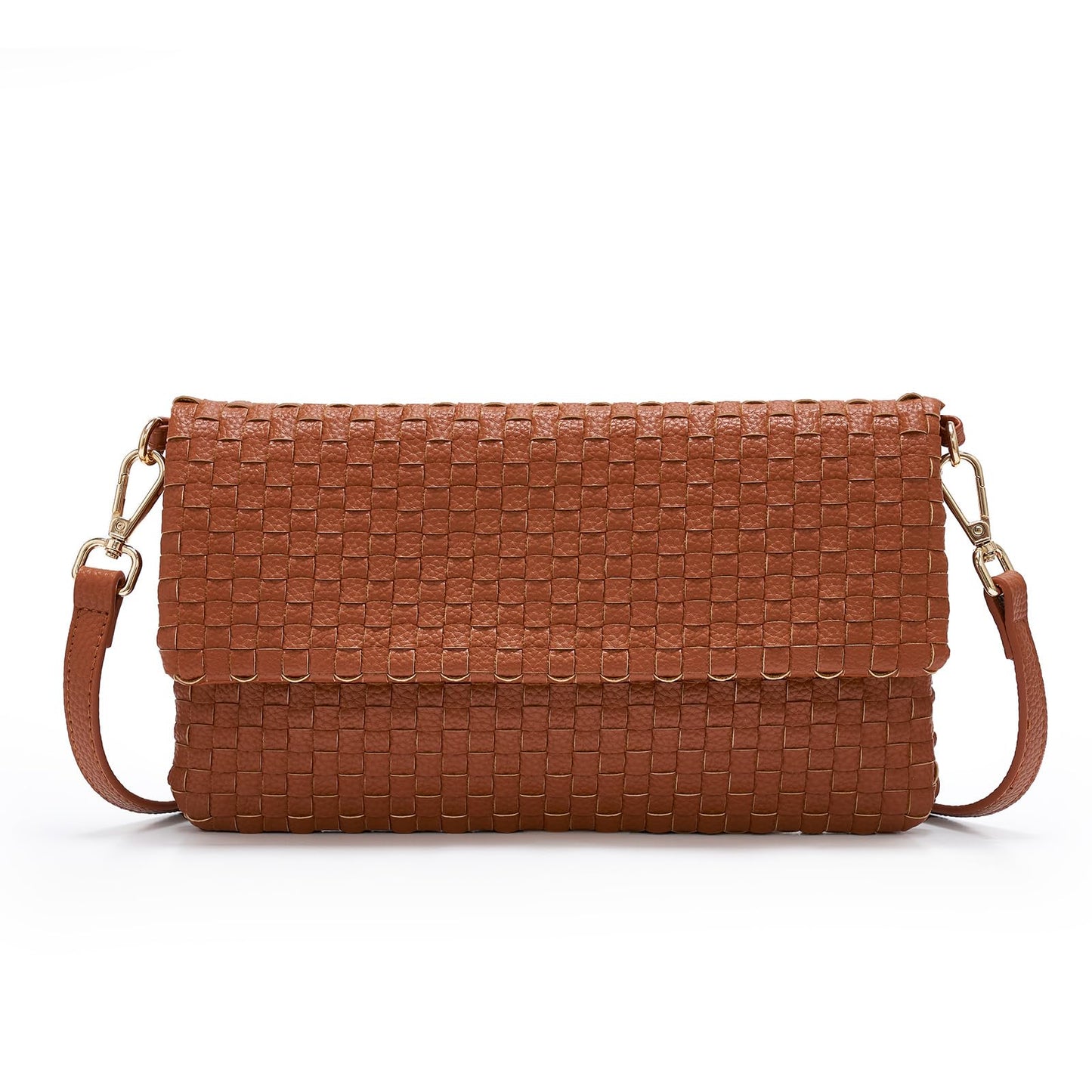 Woven Crossbody Bags for Women, Small Vegan Leather Handbags with Built-in Wallet, Slim Interlaced Shoulder Purse with Adjustable Strap