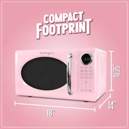 Nostalgia Retro Microwave Oven - 0.7 Cu Ft, 700-Watt Countertop Size with Glass Turntable, Child Safety Lock, 8 Auto-Cook Programs, Digital Clock - Aqua
