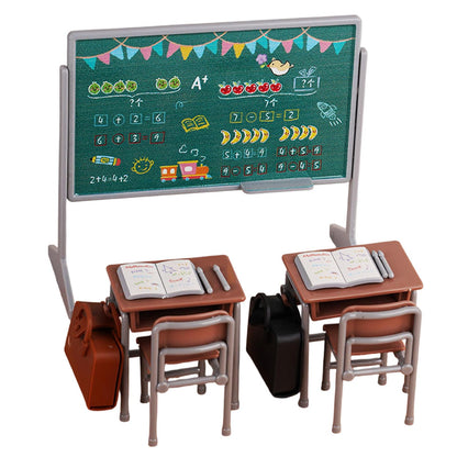 TOYANDONA 13pcs Miniature School Supplies - Doll School Supplies Mini Dollhouse Accessories Include Desk Chair Set Doll Schoolbag Blackboard Book for Miniature Classroom Furniture