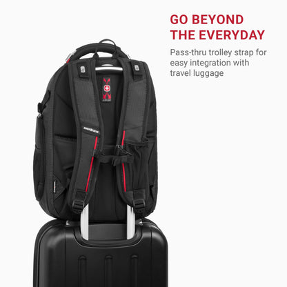 SwissGear Travel Tech Elite Laptop Backpack – Fits Laptops up to 16” – ScanSmart TSA-Friendly Backpack with USB Port, Shoe Compartment & Organizer Pockets – Black Dot