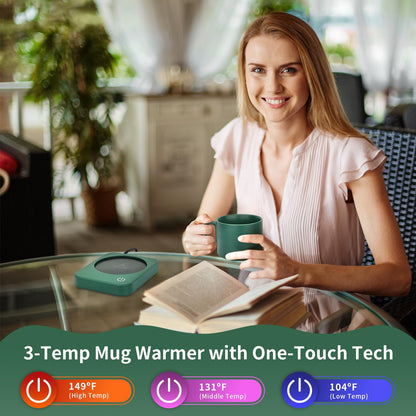 VOBAGA Mug Warmer Set, Coffee Warmer for Desk with 11oz Ceramic Mug, Auto Shut Off & 3-Temp Settings, Smart Coffee Cup Warmer, Home Office Essentials Coffee Set