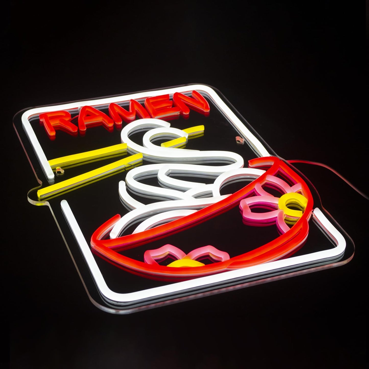 Ramen Neon Sign Sakura Ramen Neon Sign for Wall Decor Japanese Noodle USB Dimmable Neon Light Sign for Kitchen Restaurant Home Pub Party Man Cave Club Shops Hotel Store Business Gift