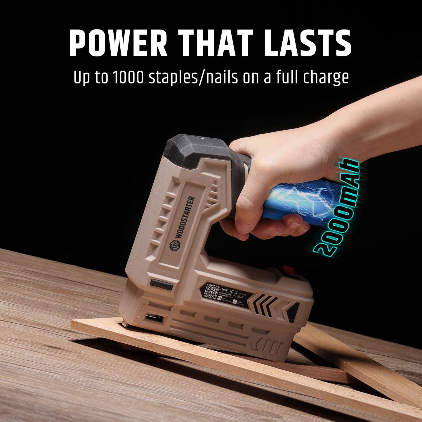 WOODSTARTER 2-in-1 Cordless Electric Staple Gun - 4V Rechargeable, Versatile for Multiple Scenarios