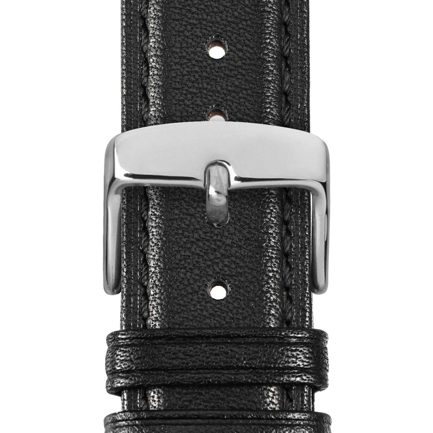WOCCI 22mm Vintage Leather Watch Band for Men and Women, Silver Buckle (Black)