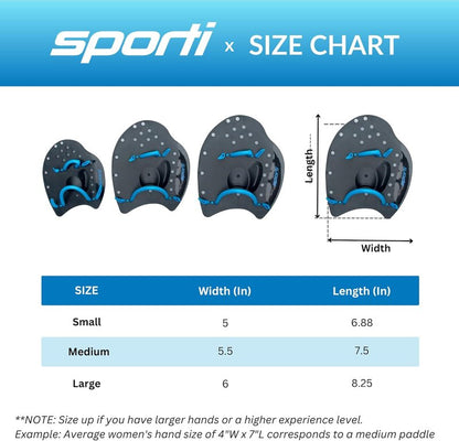 Power Swim Paddles for Lap Swimming - Adjustable Straps for Adults & Kids | Swimming Gear