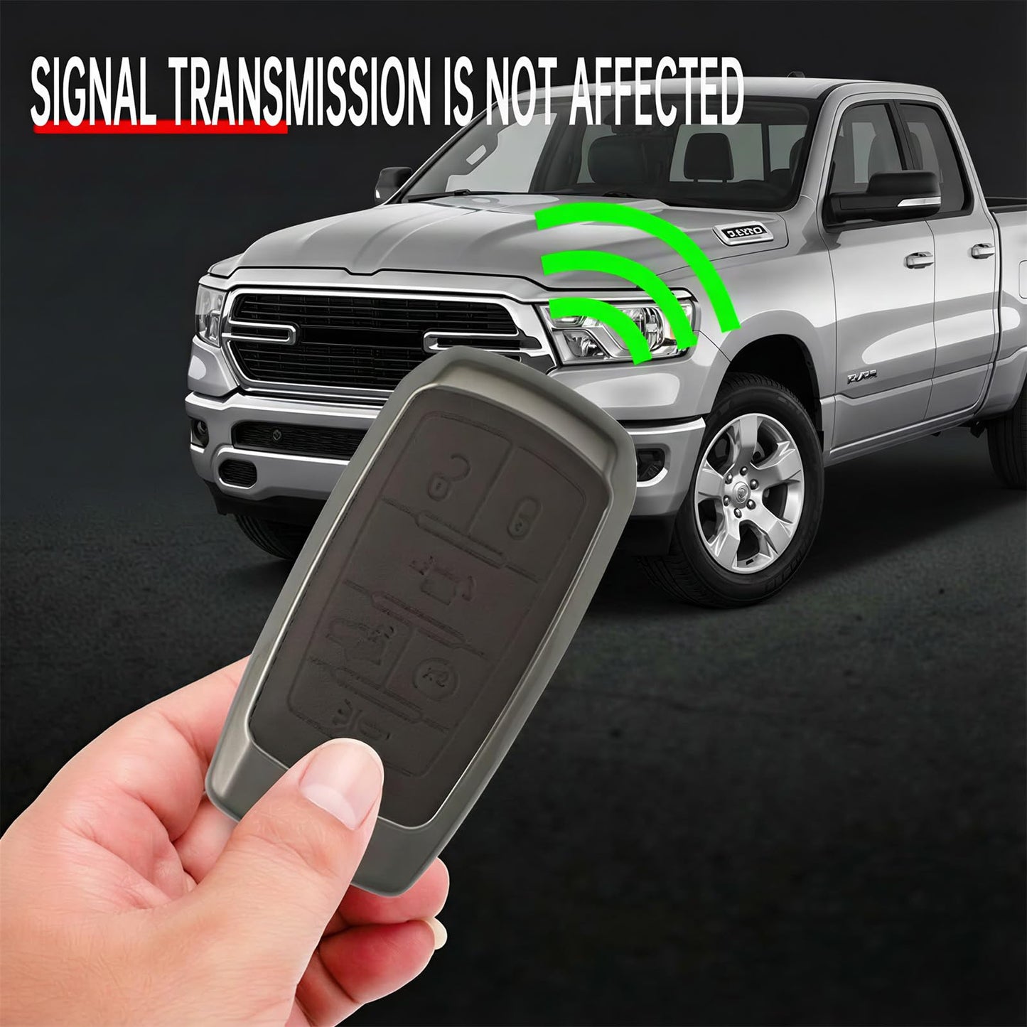 Zinc Alloy Car Key Fob Cover Compatible with 2019-2025 RAM 1500 2500 3500, Metal & Leather Remote Key Case Protector, Full Coverage Hard Shell Holder with Keychain Accessories (B-5-btns-Brown)