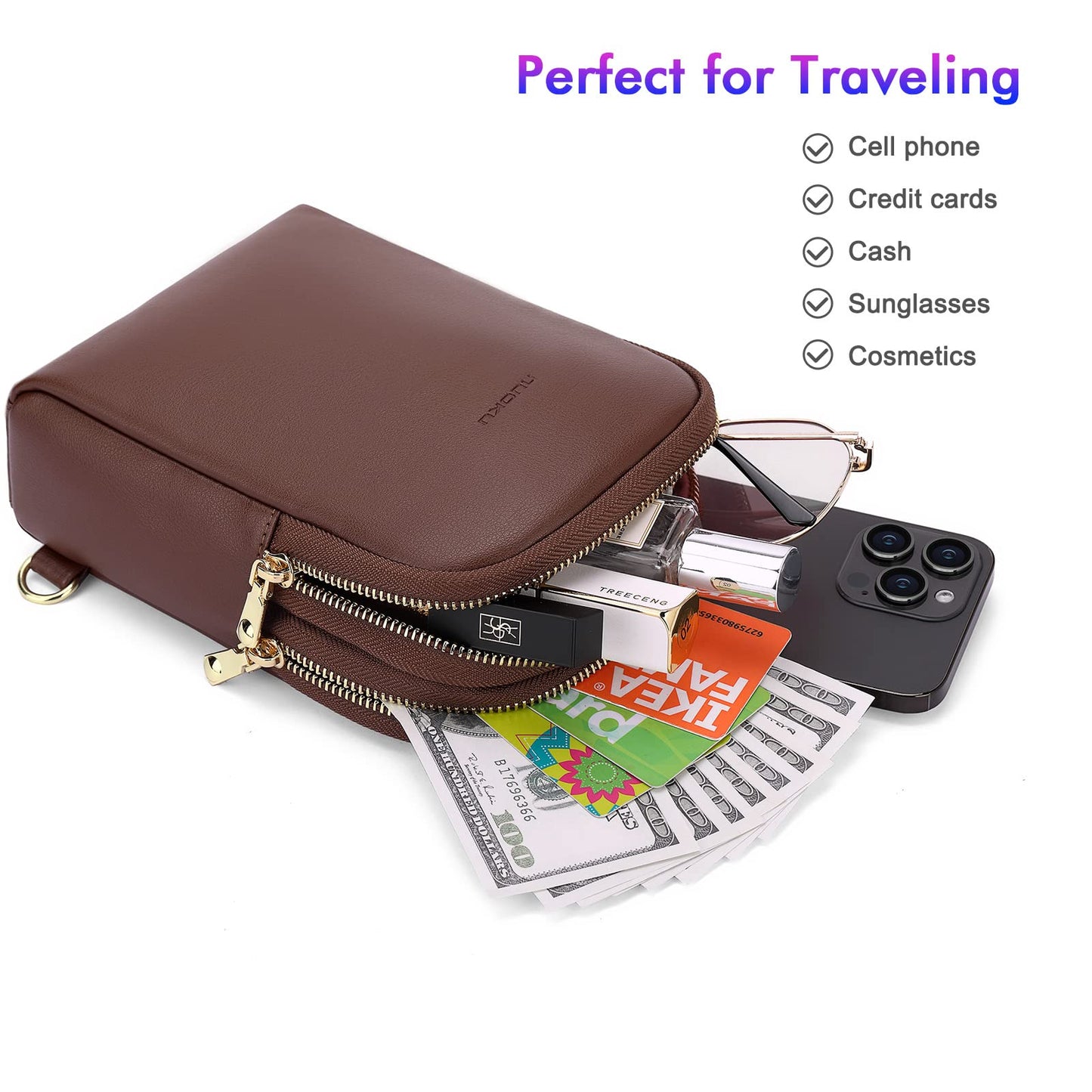 nuoku RFID Blocking Sling Bag for Women, Vegan Leather Anti Theft Crossbody Purse, Lightweight Small Chest Bag for Everyday Travel