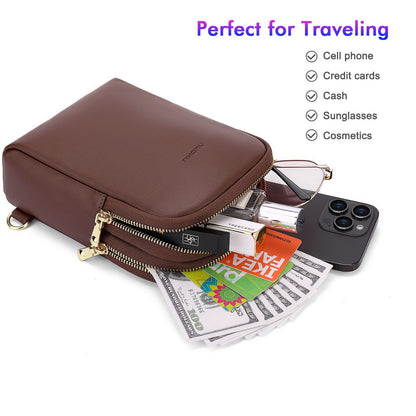 nuoku RFID Blocking Sling Bag for Women, Vegan Leather Anti Theft Crossbody Purse, Lightweight Small Chest Bag for Everyday Travel