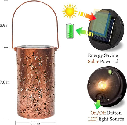 Solar Lanterns Outdoor Waterproof Dragonfly Lantern Garden Decor Birthday Christmas Gifts for Women Mom Grandma Hanging Solar Lights Metal Halloween Decorations Outside for Yard, Patio, Porch
