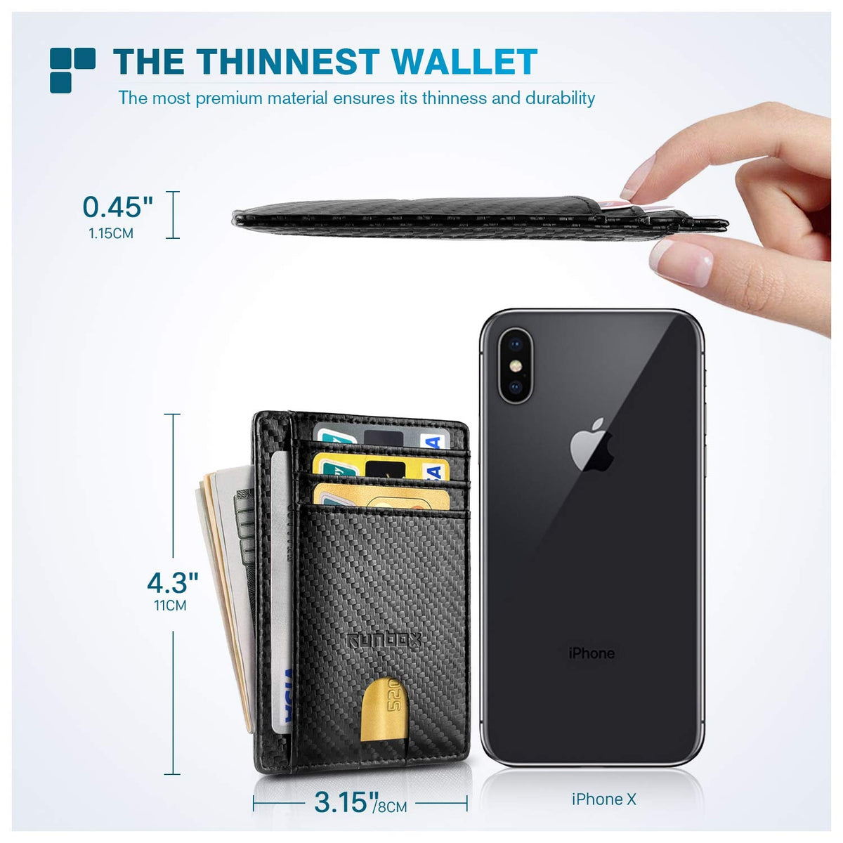 RUNBOX Card Cases Slim Wallet for Men and Women Minimalist Front Pocket RFID Blocking Leather wallets Gifts for men