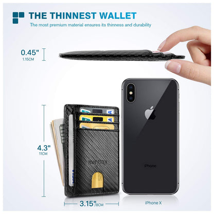 RUNBOX Card Cases Slim Wallet for Men and Women Minimalist Front Pocket RFID Blocking Leather wallets Gifts for men
