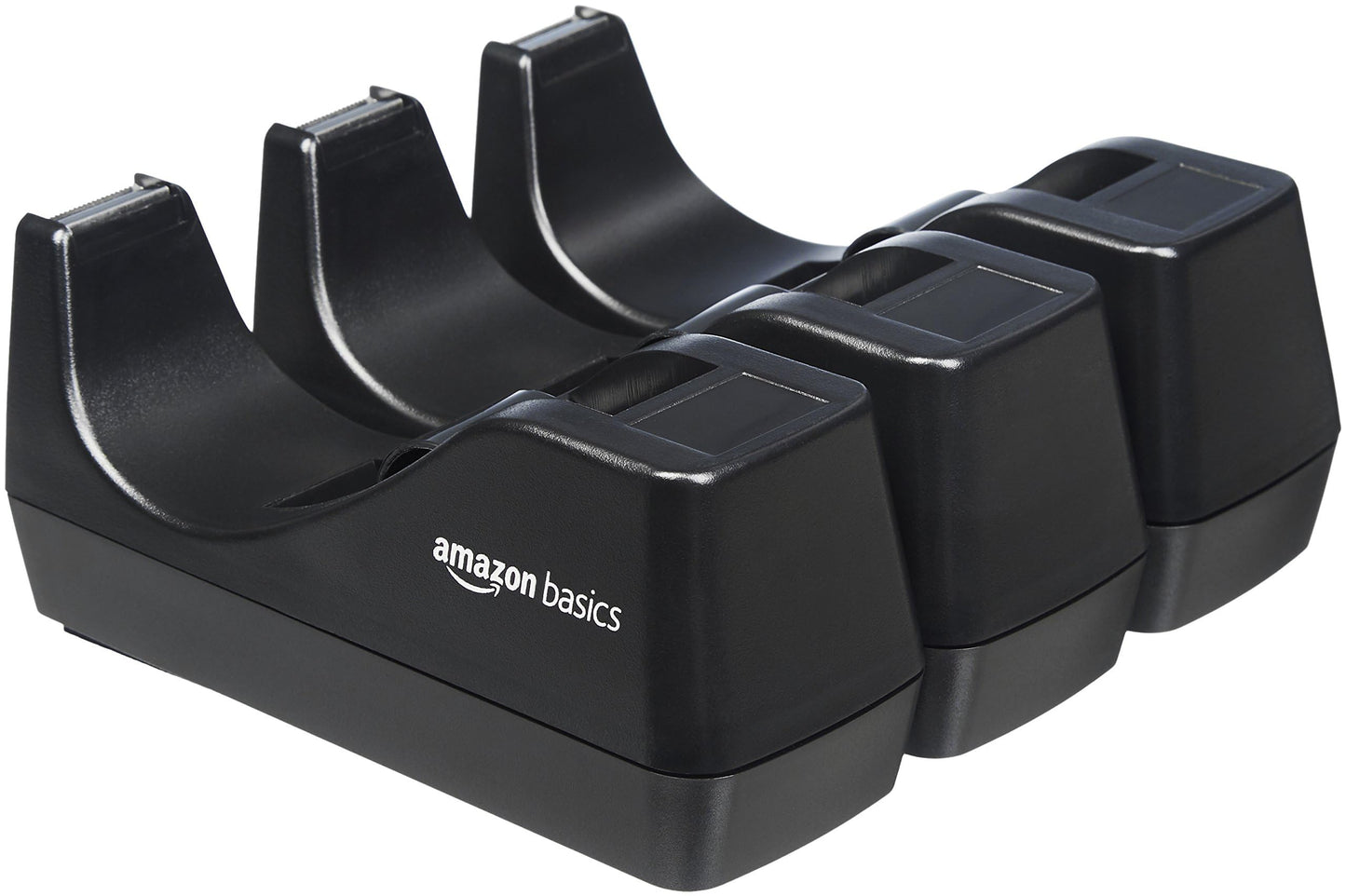 Amazon Basics Weighted Desktop Tape Dispenser with Non-Skid Base, Desk Accessory, 3-Pack