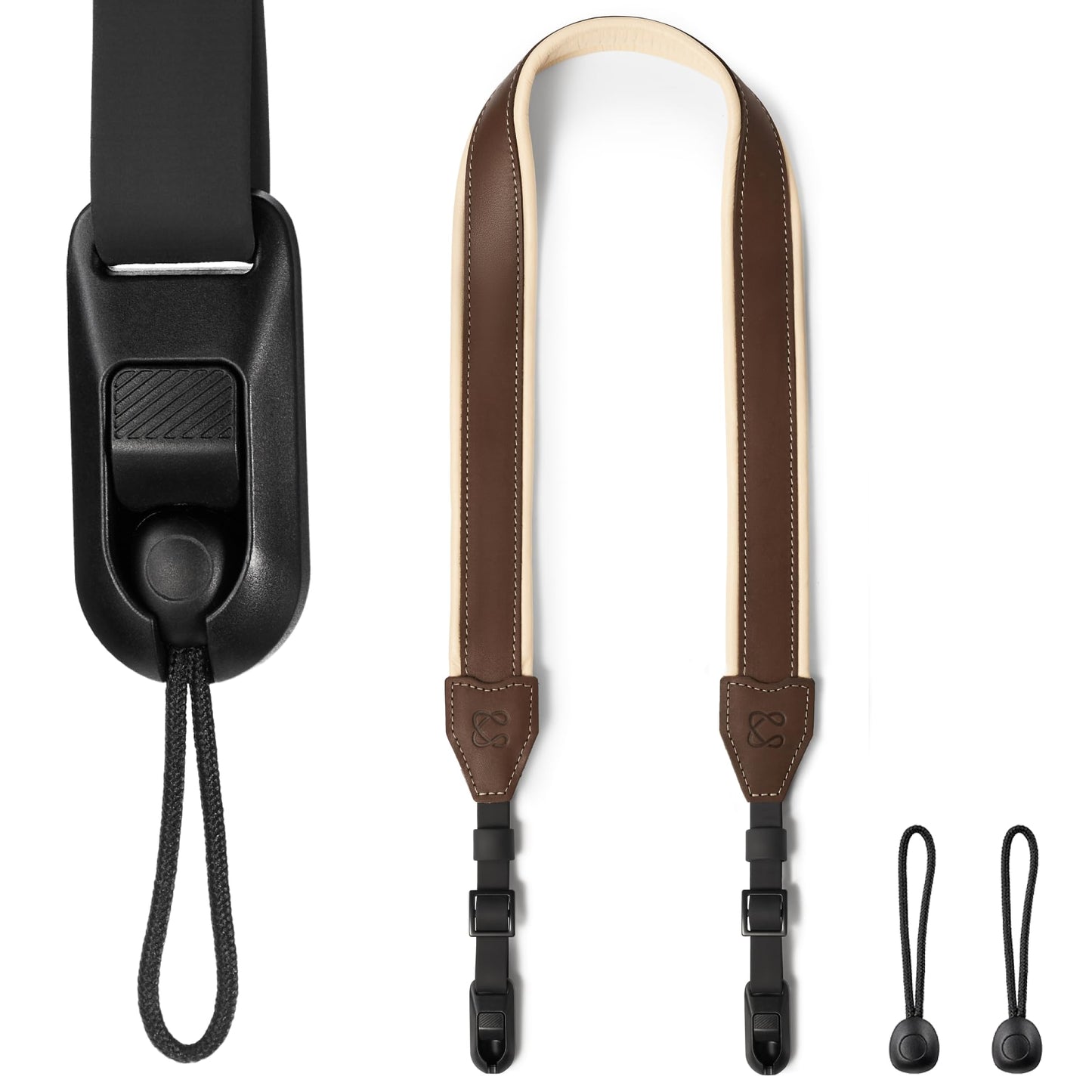 C Coiro Padded Leather Camera Strap with Quick Release, Configurable as Sling, Neck Adjustable DSLR SLR Camera Shoulder Strap for Photographers, Padded/Brown