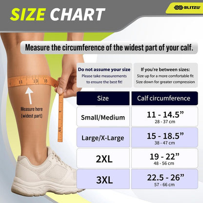 BLITZU Calf Compression Sleeve for Women and Men, Shin Splint Sleeves for Varicose Veins, Nursing, Pregnancy, Running, Footless Compression Socks Support for Calf Muscle Pain Relief White L-XL