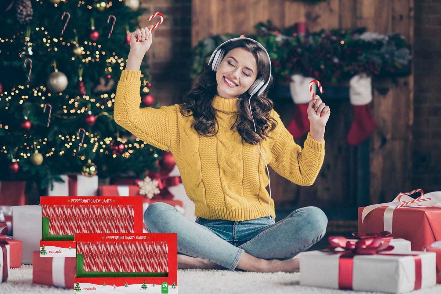 Fruidles 12-Pack Christmas 5 Inch Candy Canes Suckers, Peppermint Flavor, Individually Wrapped (12-Pack)