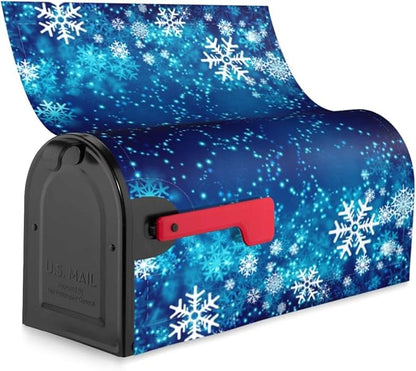DADABULIU Mailbox Covers Christmas Snowflake Blue Xmas Winter Magnetic Letter Post Box Cover Standard Size 21 x 18 Inch Garden Yard Home Decorative