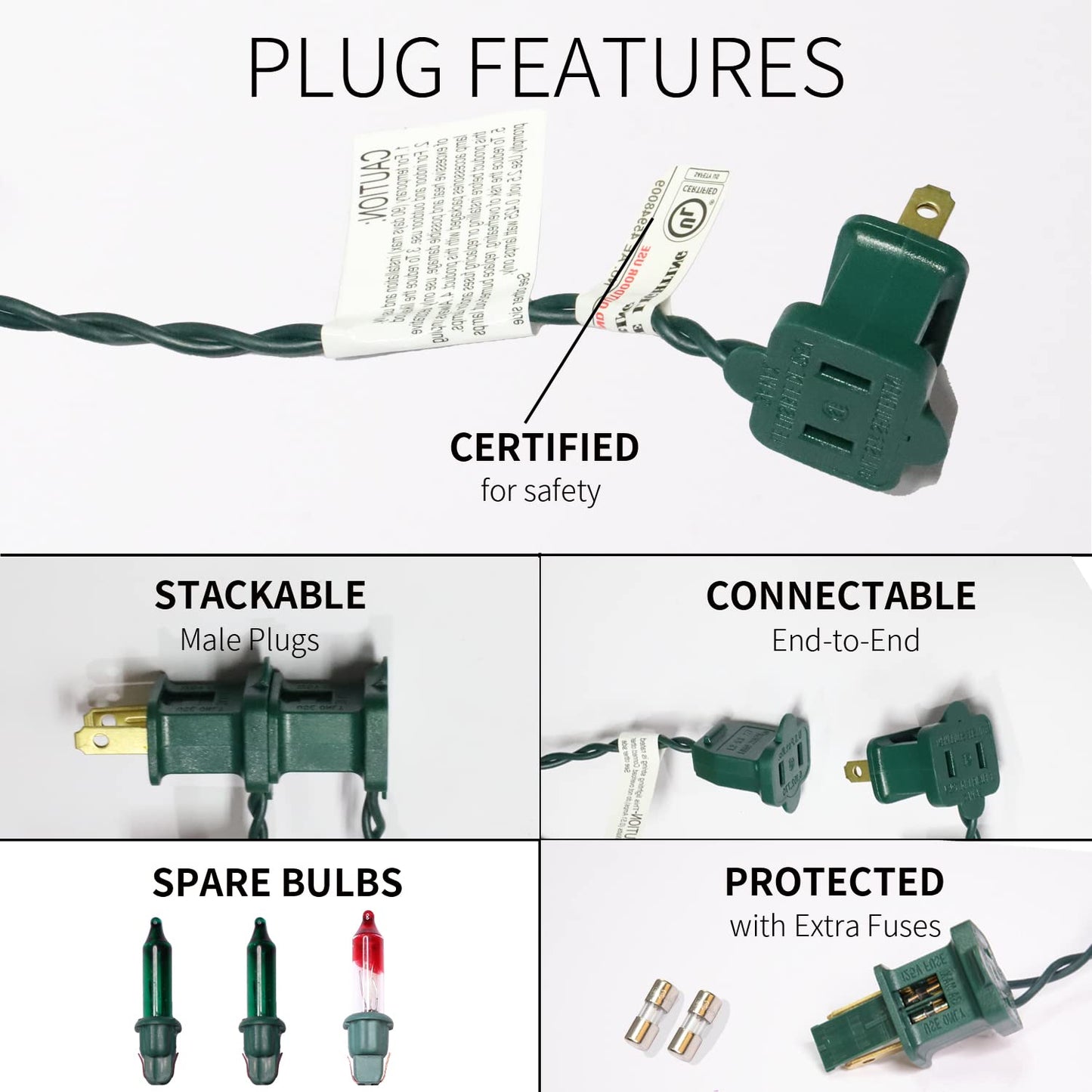 JUSTPRO 100LIGHTS Green Extra-Bright with End Connectors Christmas Decorative Lights 5.98m UL Certified Mini String Light Set Waterproof for Home Garden Holiday Christmas Tree Party Patio Wedding