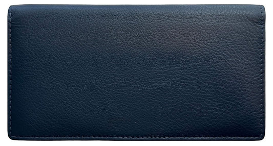 123 Cheap Checks Navy RFID Leather Checkbook Cover With Credit Card Slots and Pen Holder