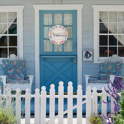 Welcome Front Door Sign Decor Nautical Marine Shell Pattern 12in Wooden Sign Suitable for Home/Wall/Porch Decoration