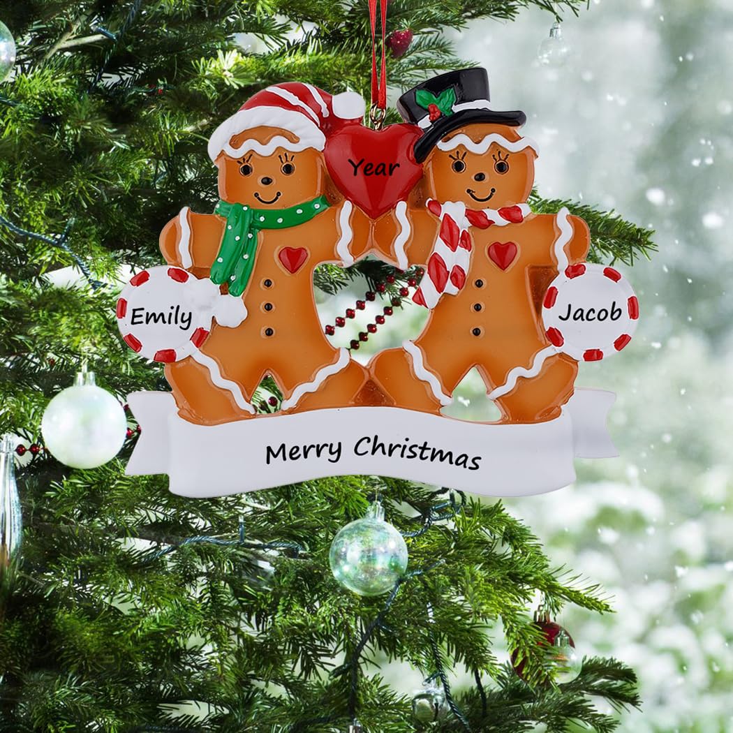 2025 Cookies Christmas Ornament - Personalized Gingerbread Family of 2 Ornaments - Nostalgic Gingerbread Family Christmas Ornament - 2025 Custom Gift for Parents, Grandparents