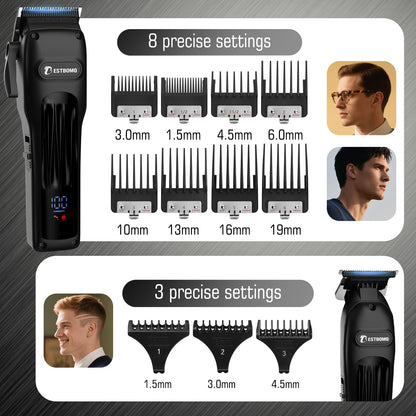 BESTBOMG® Professional Hair Clippers for Men, Professional Barber Clippers and Trimmer Set, Mens Cordless Hair Clipper for Barbers Haircut Kit Fade, BS-808A (Black)