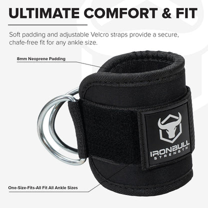 Women's Ankle Strap for Cable Machines & Resistance Bands: Gym & Home Workout Cuff Attachment for Leg Extensions, Kickbacks, Hip Abductors - Booty Exercises (Black, Single)
