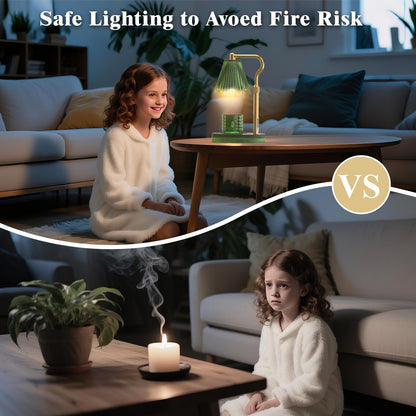 WYghyronic Candle Warmer Lamp with Timer & Dimmable 4-Level Brightness - Adjustable Height,for New Home Bedroom, Gifts for Women (Green)