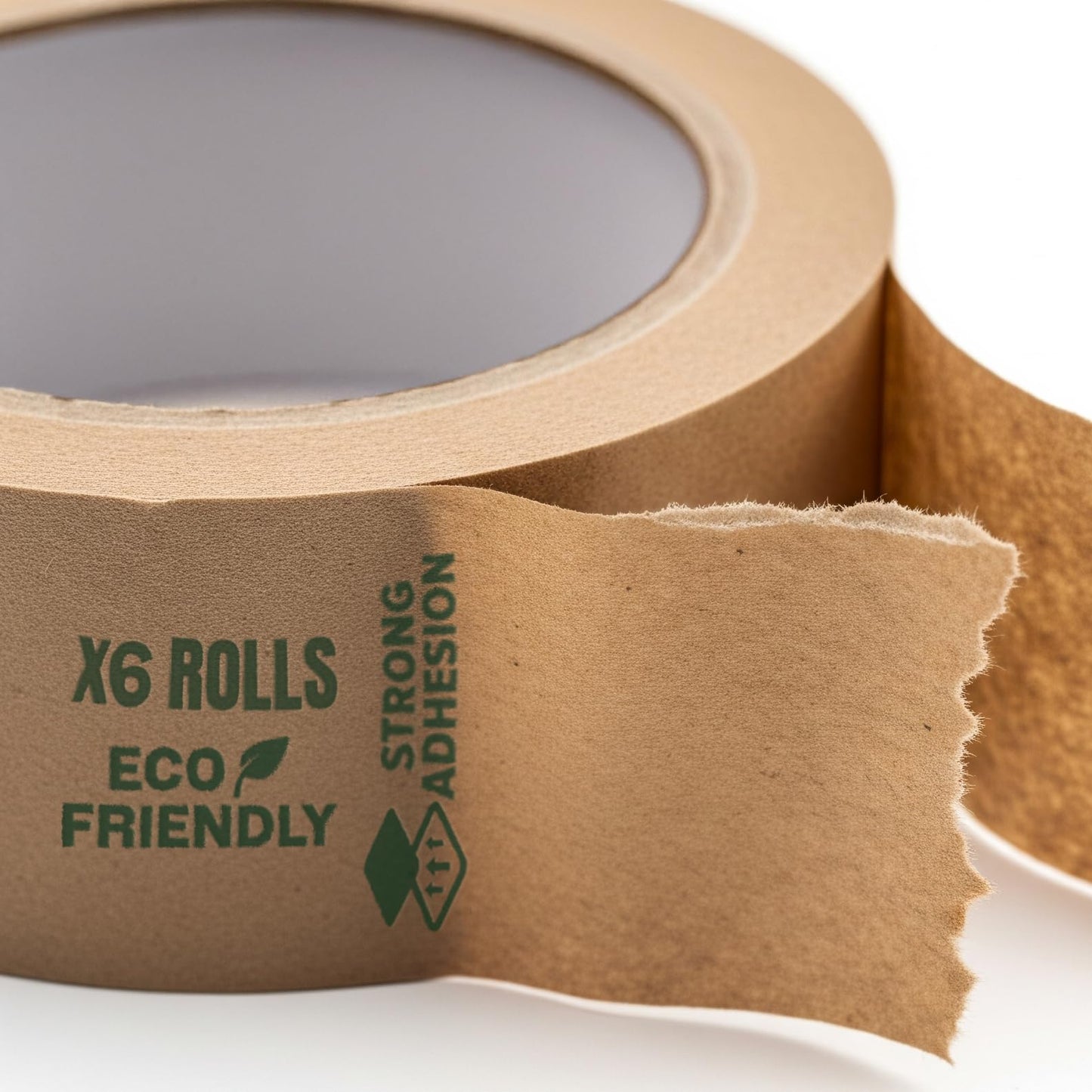 ALNAMAUS 6 Rolls 2 Inch 58 Yards Each (174 ft) Brown Kraft Paper Packing Tape, Heavy Duty, Writable & Hand-Tearable, Eco-Friendly, Great for Moving Boxes, Masking, Sealing & Frame Painting