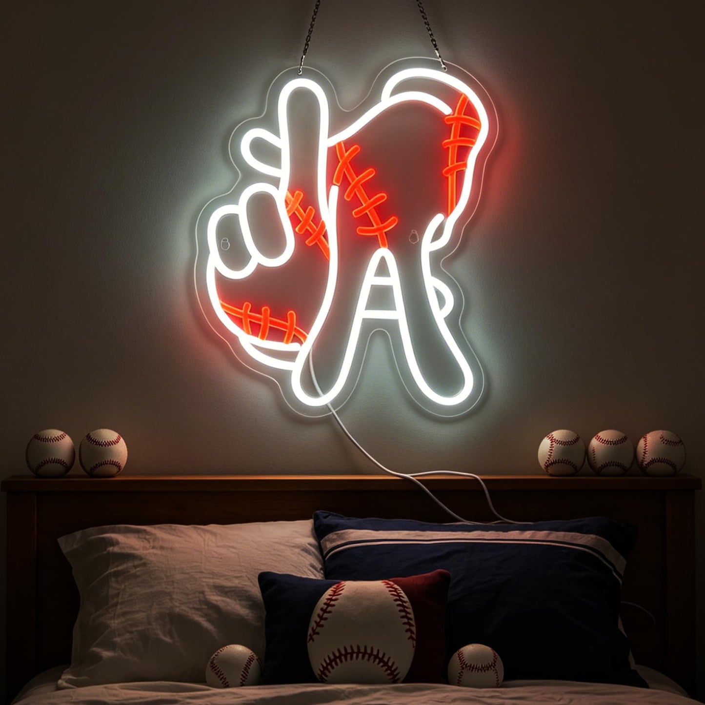 Baseball Neon Sign LA Baseball Neon Sign for Wall Decor LA Gesture Sign USB Dimmable LED Neon Lights for Home Bar Pub Tavern Party Man Cave Club Shops Hotel Store Business Gift