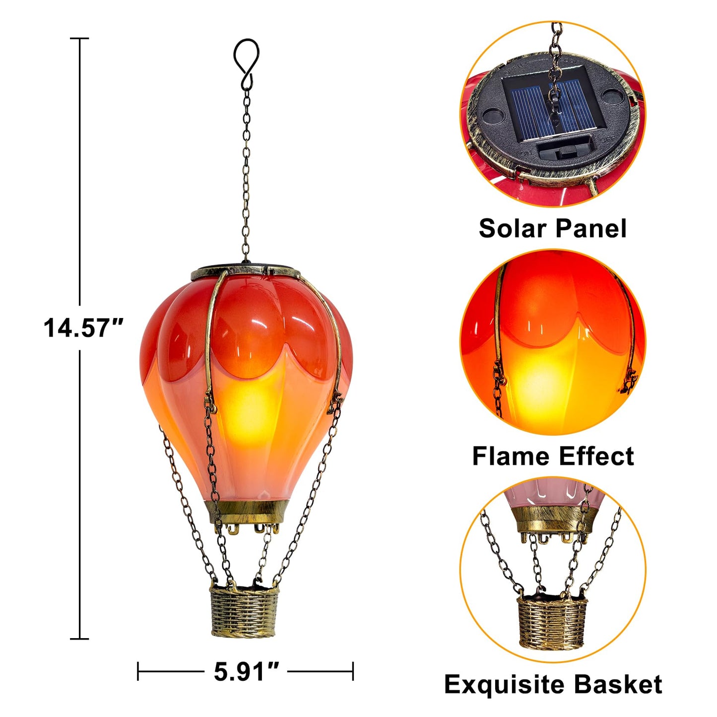 Hot Air Balloon Solar Lantern Outdoor Waterproof, Solar Powered Light for Garden Patio Yard Pathway Porch, Gift for Mom Grandma Women – Pink (1 Pack)