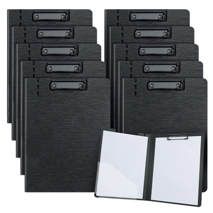 URbantin A4 Clipboard Folder,10 Pack Foldable Clipboards with Pocket for Business,Office,School or Restaurant (Black)