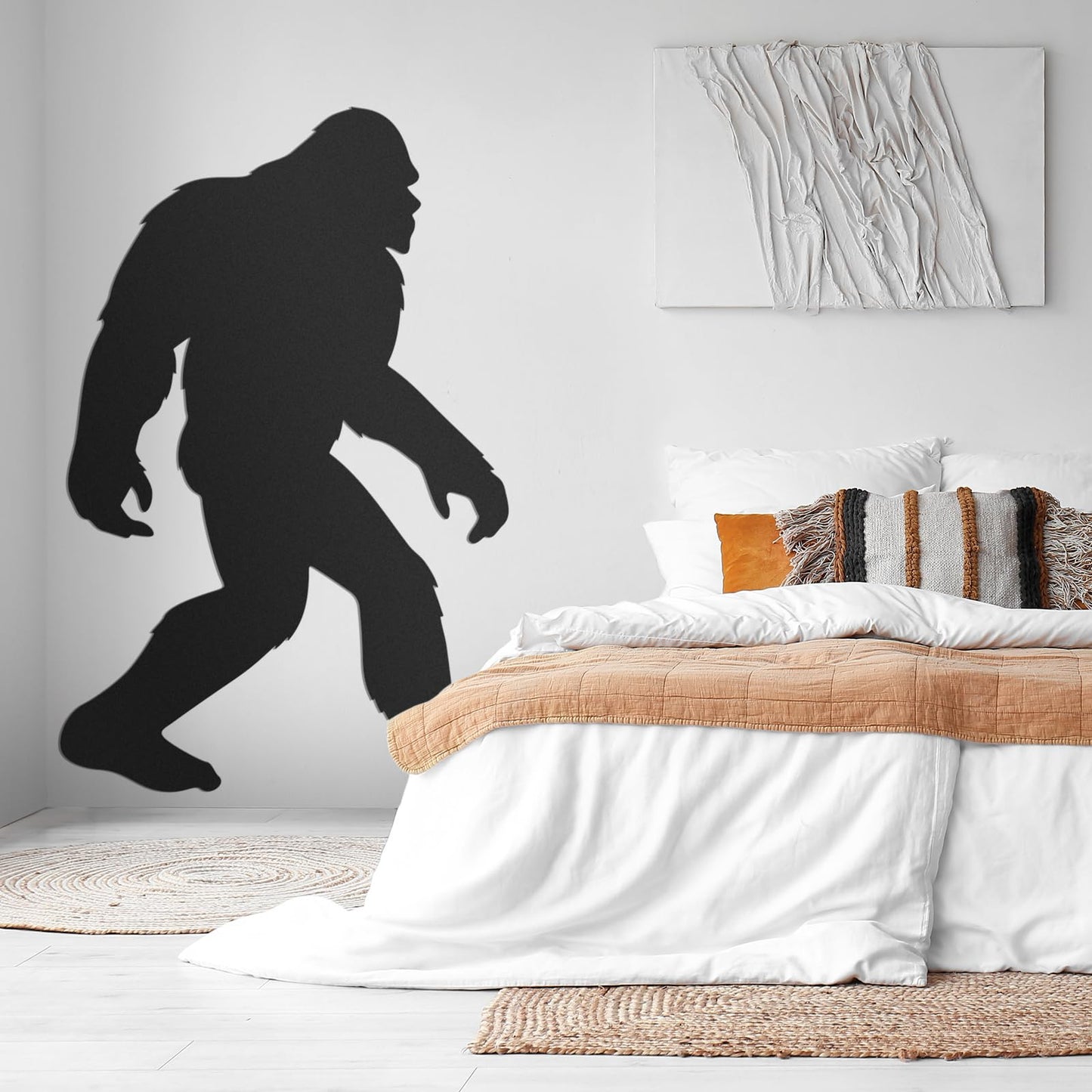 Affrolling Bigfoot Wall Decal Large 60 x 42 Inch Sasquatch Big Foot Silhouette Peel and Stick Wall Decals for Office Home Decor Gifts for Sasquatch Bigfoot Lovers(Black)