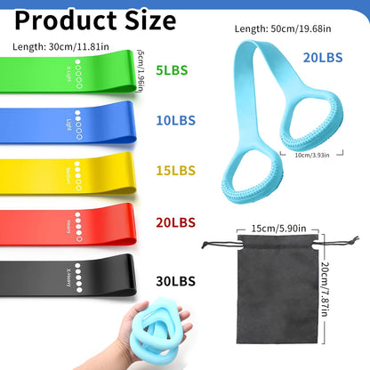 Resistance Bands for Working Out, 5 Pack Resistance Bands & 1 Pcs Elastic Pilates Flexband for Physical Therapy, Stretch Exercise Loop Bands for Yoga, Booty & Legs Strength Training