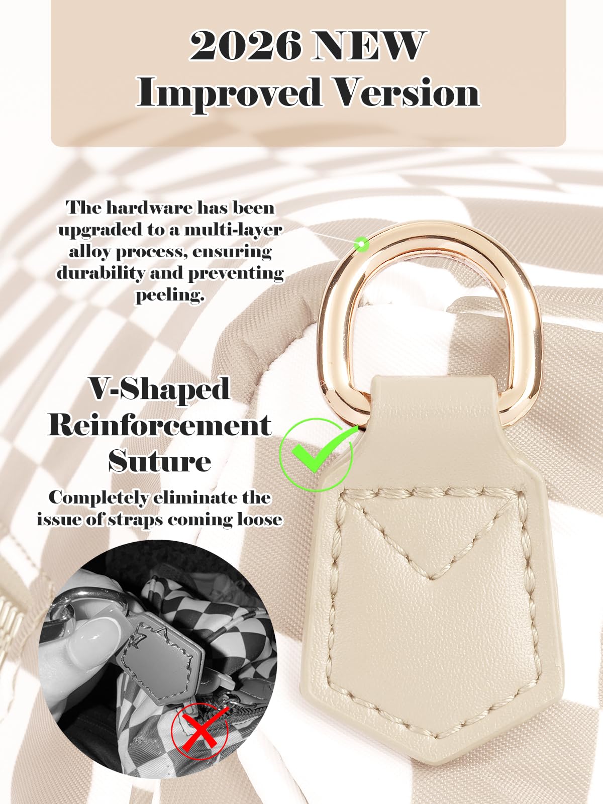 Black and White Checkered Crossbody Bum Bag for Women,Spacious Checkered Purse Fanny Packs Belt Bag Sling Bag with Shoulder Strap (Beige Checkered)