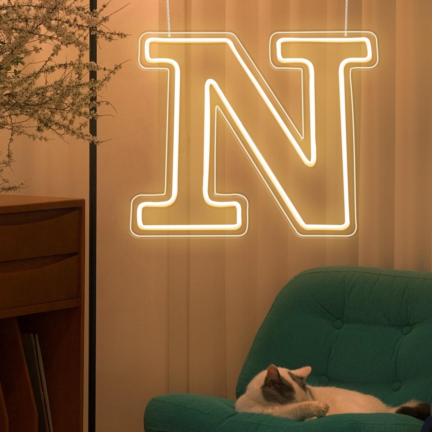 RumonZS Light Up Letters N LED Letters Lights Neon Sign 26 Alphabet 13.19" Decorative Lighted Alphabet for Wedding Party Birthday Bar Christmas Home Decor Letter Lights (Warm White)