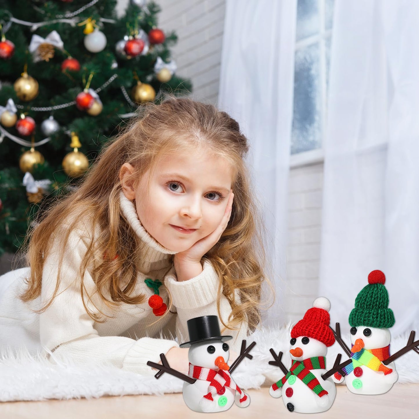 LAHAND 12-Pack Christmas Snowman Crafts Sets for Kids, Modeling Clay Snowman DIY Kit,Christmas Stocking Stuffers for Kids, Perfect for Winter Children's Holiday Party Decoration Gifts