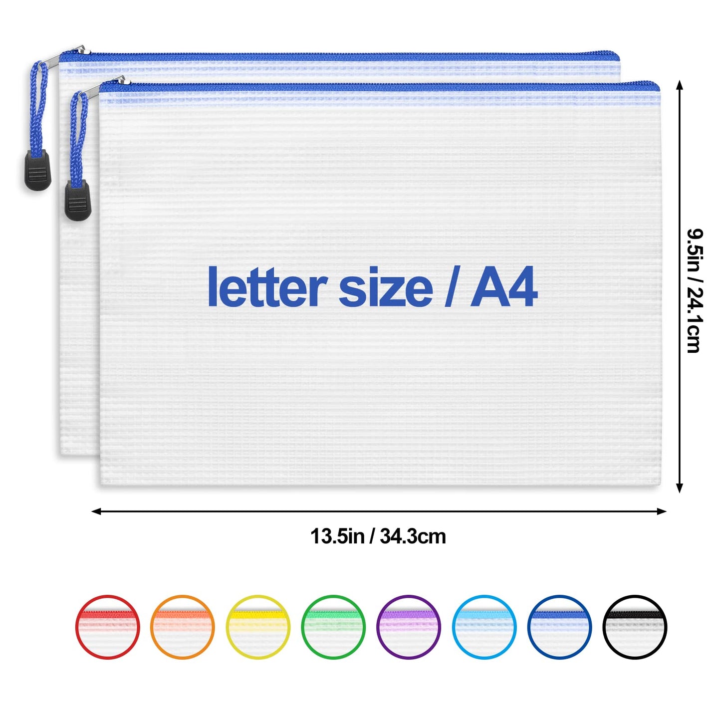 EOOUT 24pcs Mesh Zipper Pouch Bags, A4 Pencil Pouch for Organizing Storage, Waterproof Zipper Pouches, Letter Size, File Bags for School, Toys, Puzzle, Board Games and Office Supplies
