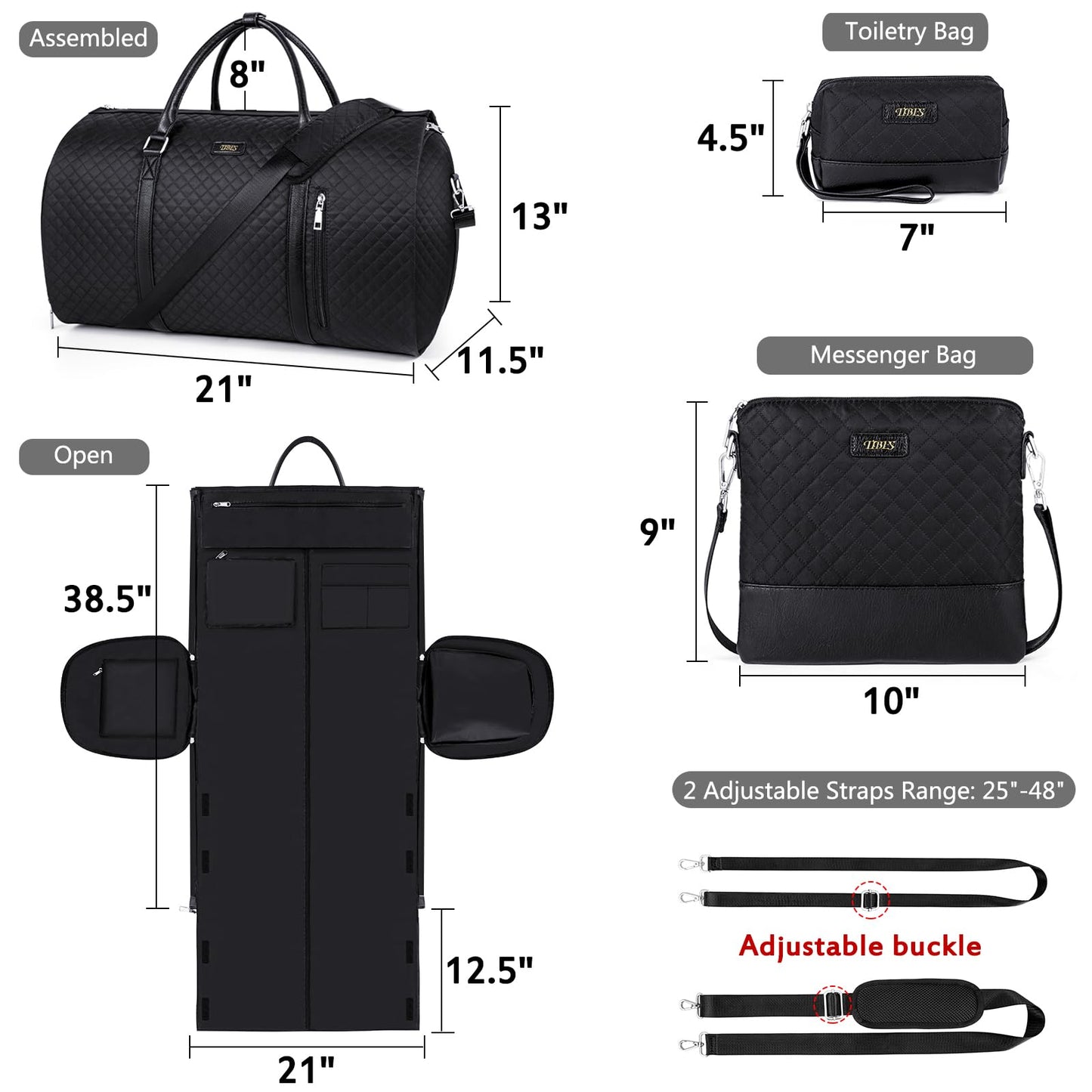 Convertible 2-in-1 Garment Bags for Travel, Carry On Garment Duffle Bag With Shoe Compartment Large Weekender Bag for Women Men Hanging Suitcase Suit Travel Duffel Overnight Bags 4pcs Set