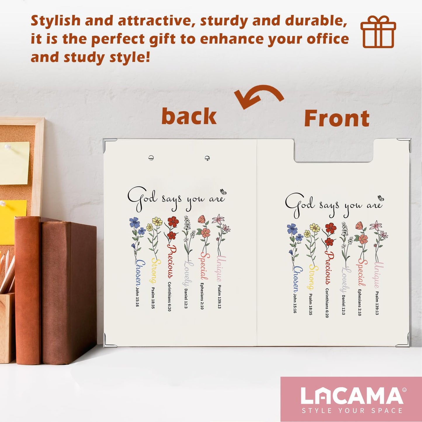 Lacama Christian Gifts for Women，Inspirational Clipboard for Women, God Says You are Folders with Metal Clip for Teachers Students, Christian School Office Supplies, 12.4x9.25 in